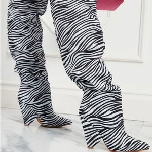 Zebra thigh high heeled boots - Brand new never worn